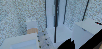 3D floor plan and interior visualizations of a functional and straightforward apartment design