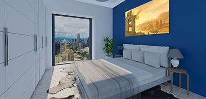 Bright and simple 3D apartment layout created with interior design software free 3d