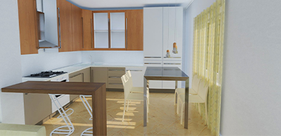 3D visualization of a cozy open-plan apartment layout created in design home free softwa