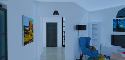 Modern functional apartment interior design project with cozy zoning created in free room planner 3d