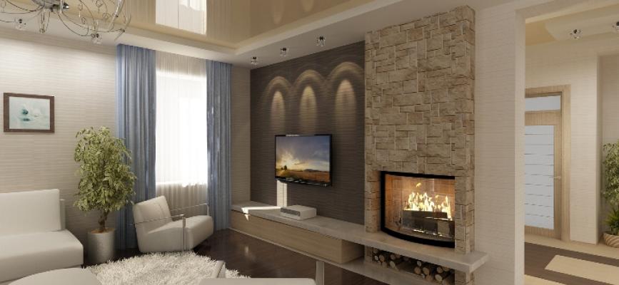 English-style living room with a fireplace