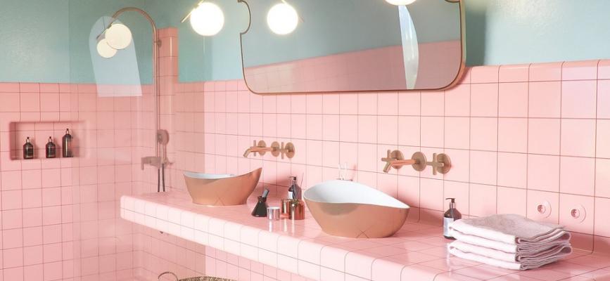 Ванна кімната в рожевих тонах